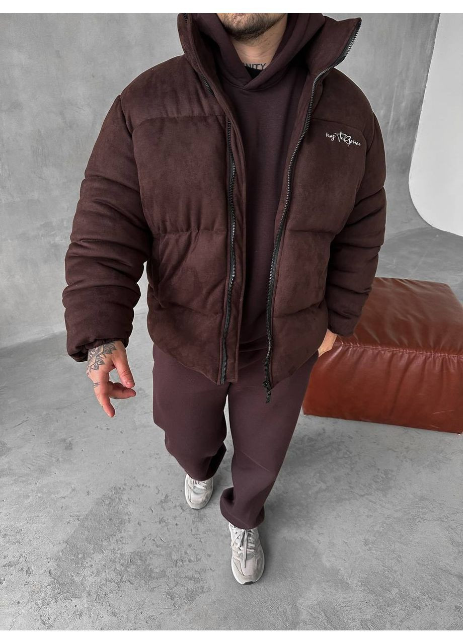 Темно-коричнева чоловіча куртка пуфер No Brand