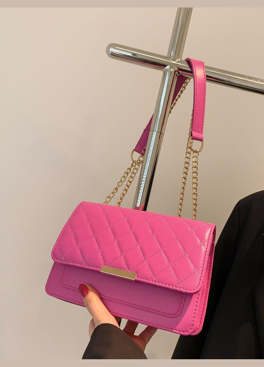 Женская классическая сумка 1613 стеганая кросс-боди через плечо розовая No Brand (303323127)