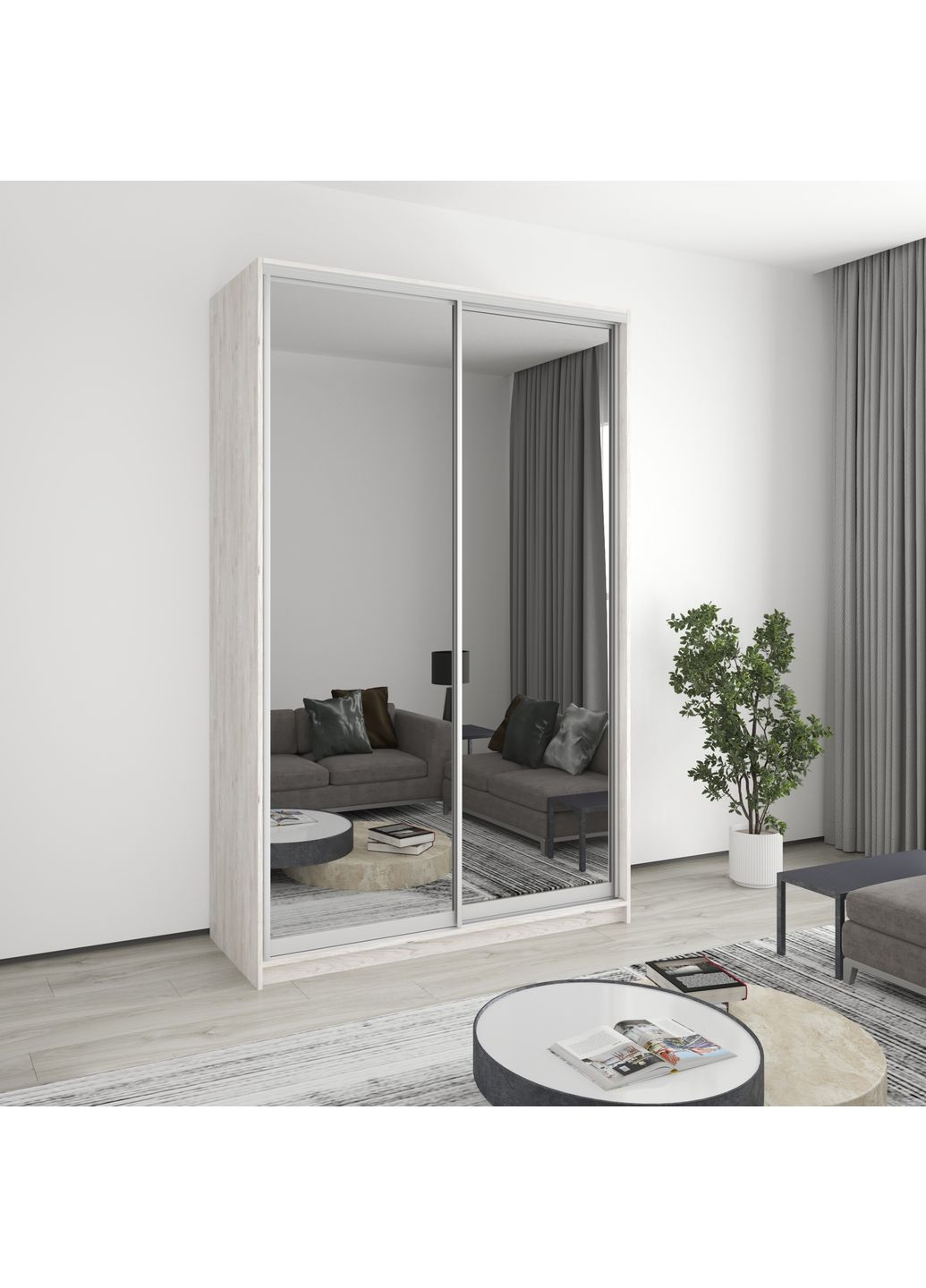 Шафа-купе дводверна Комбо AL 2 Дзеркала 150x60x240 см Аляска сірий (MBS-4200) MebelStar (359449265)