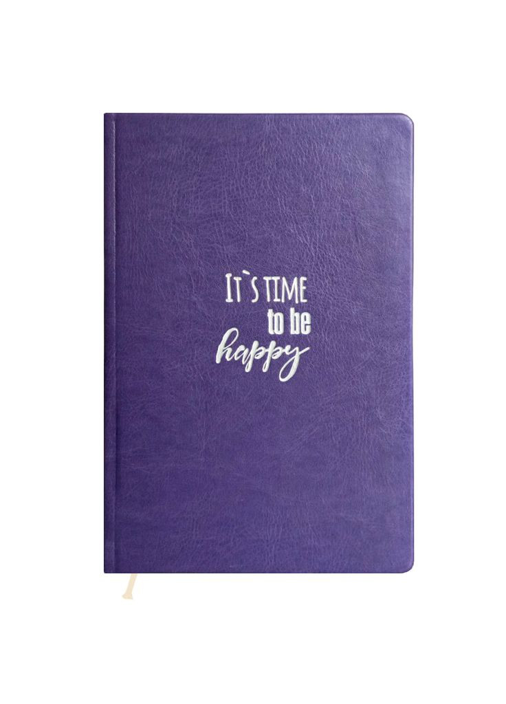 Записная книга А5, 96 листов, линия, обложка искусственная кожа, фиолетовая, It's time to be happy Фабрика Поліграфіст (281999724)