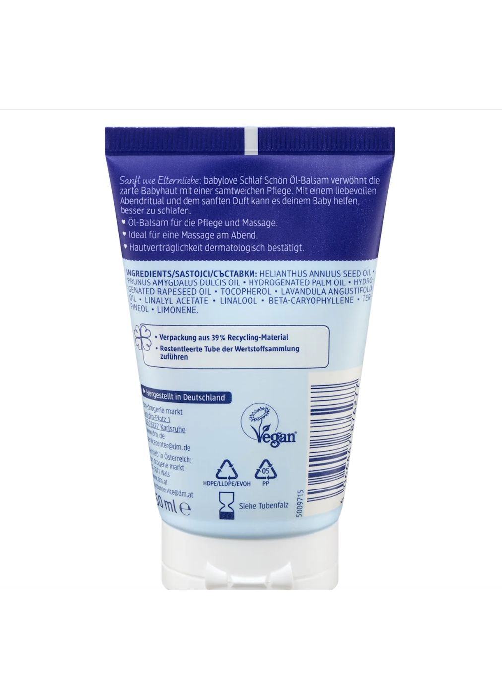Детский бальзам-масло с лавандовым и миндальным маслом Babyöl Balsam Schlaf schön sensitive 50 мл BabyLove (368864926)