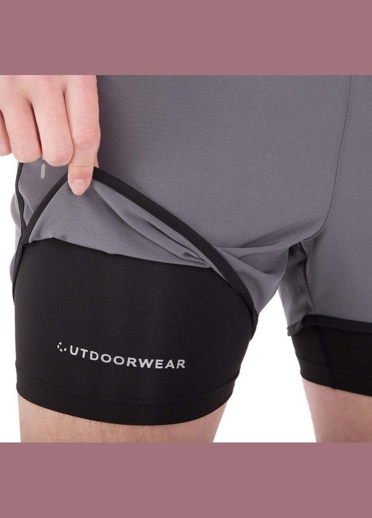 Шорти спортивні подвійні 2 в 1 з тайтсами чоловічі 62201 Сірий Jason (328924607)