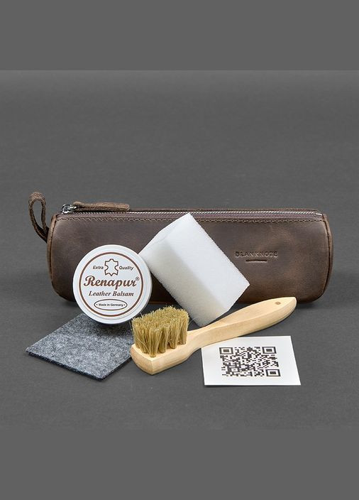 Набор для ухода за кожаными изделиями в кожаном чехле темно-коричневый (A-028139) BlankNote (330144402)