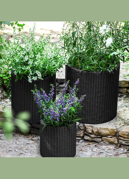 Горщик для квітів 39 л. Cylinder Planter Large, сірий Keter (329407252)