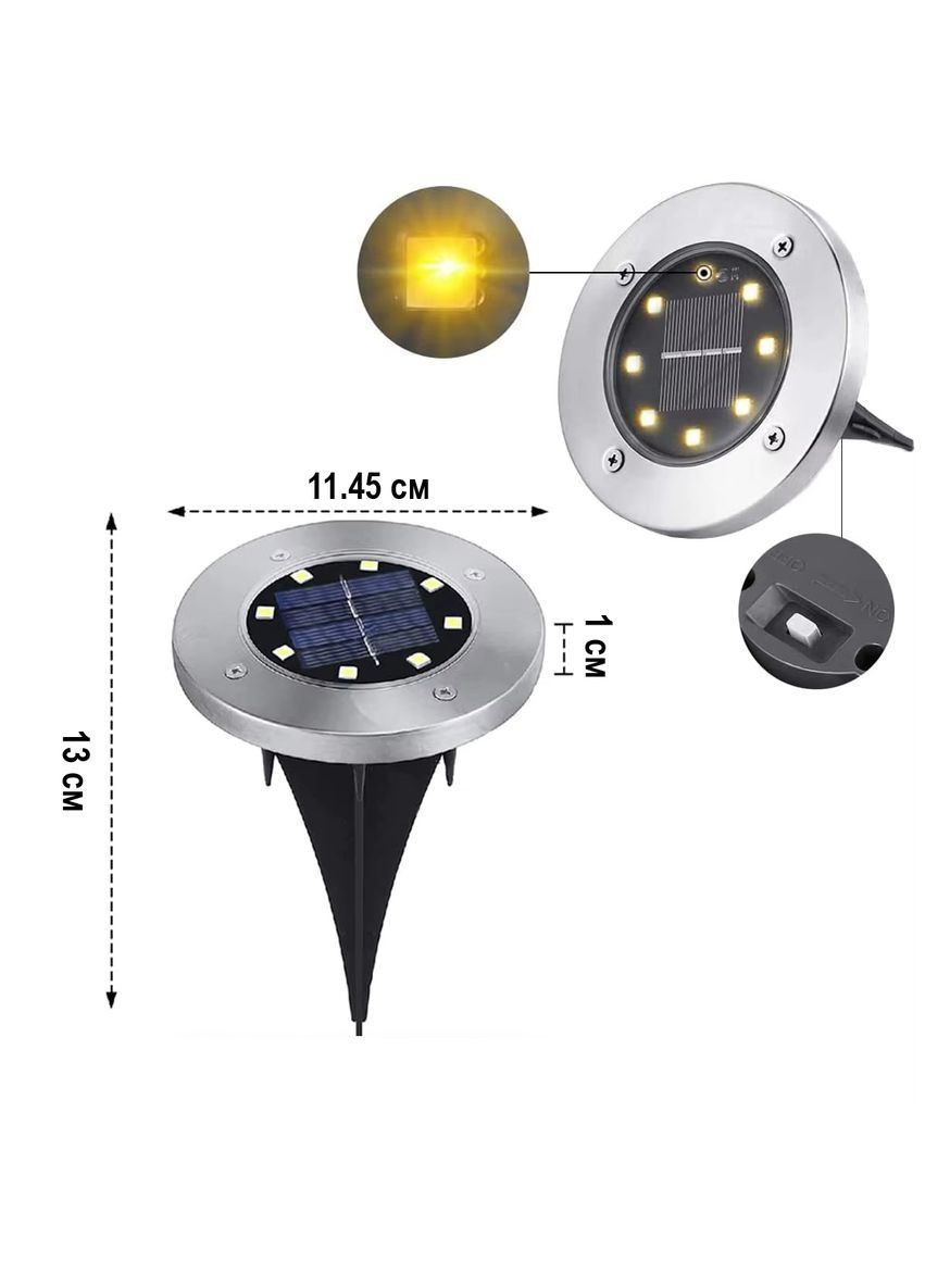 Уличный фонарь на солнечной батарее 4 шт с автоматическим включением садовый светильник с 8 светодиодами No Brand (361161957)
