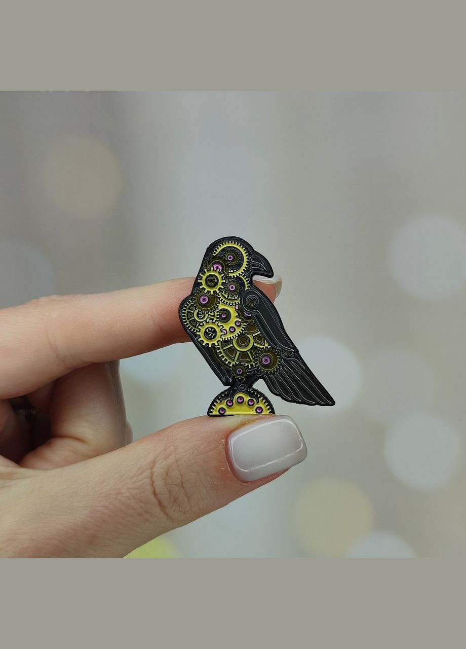 Металлический значок, пин "Механический ворон. Стимпанк" SureGeek (315016348)
