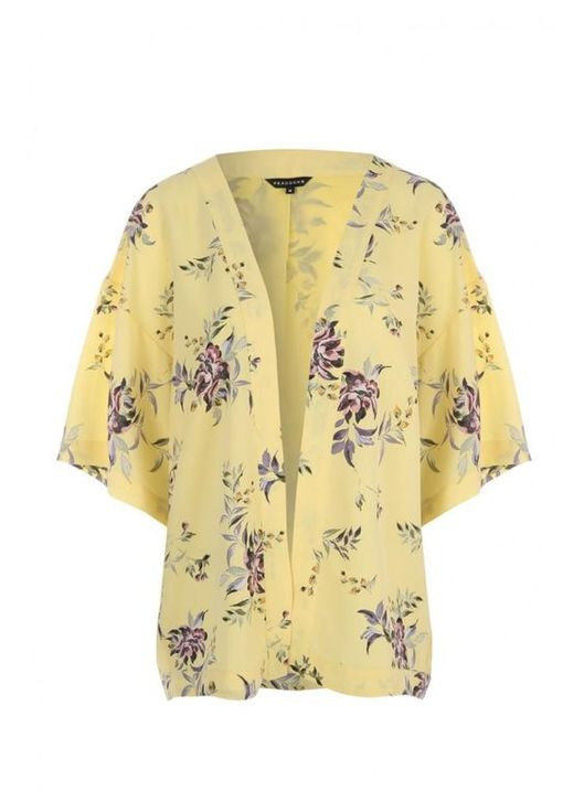 Желтый женский жакет кимоно Peacocks с цветочным узором - летний
