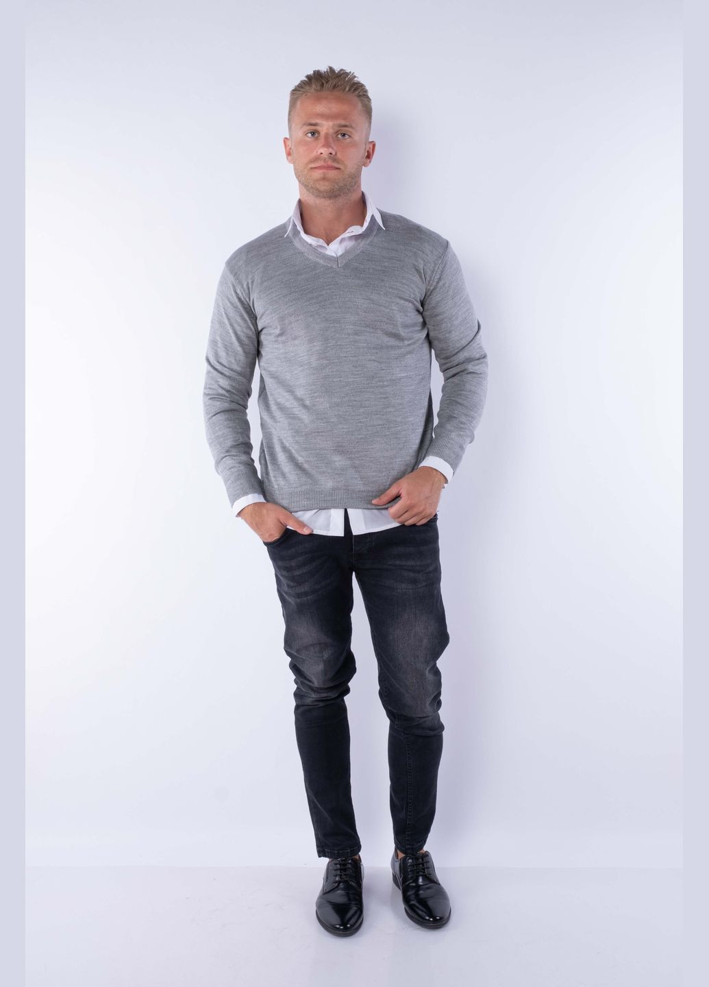 Серый демисезонный пуловер (серый) Time of Style