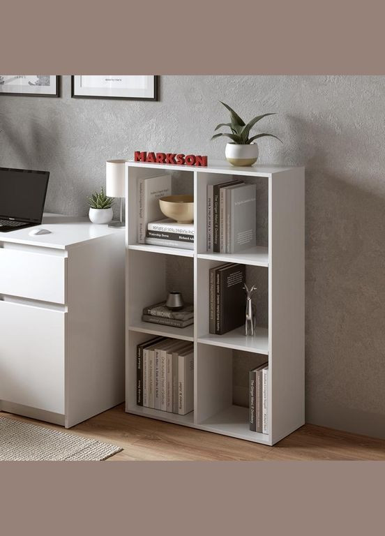 Книжные полки, Стеллаж на 6 полок в белом цвете Markson MS204 (322069195)