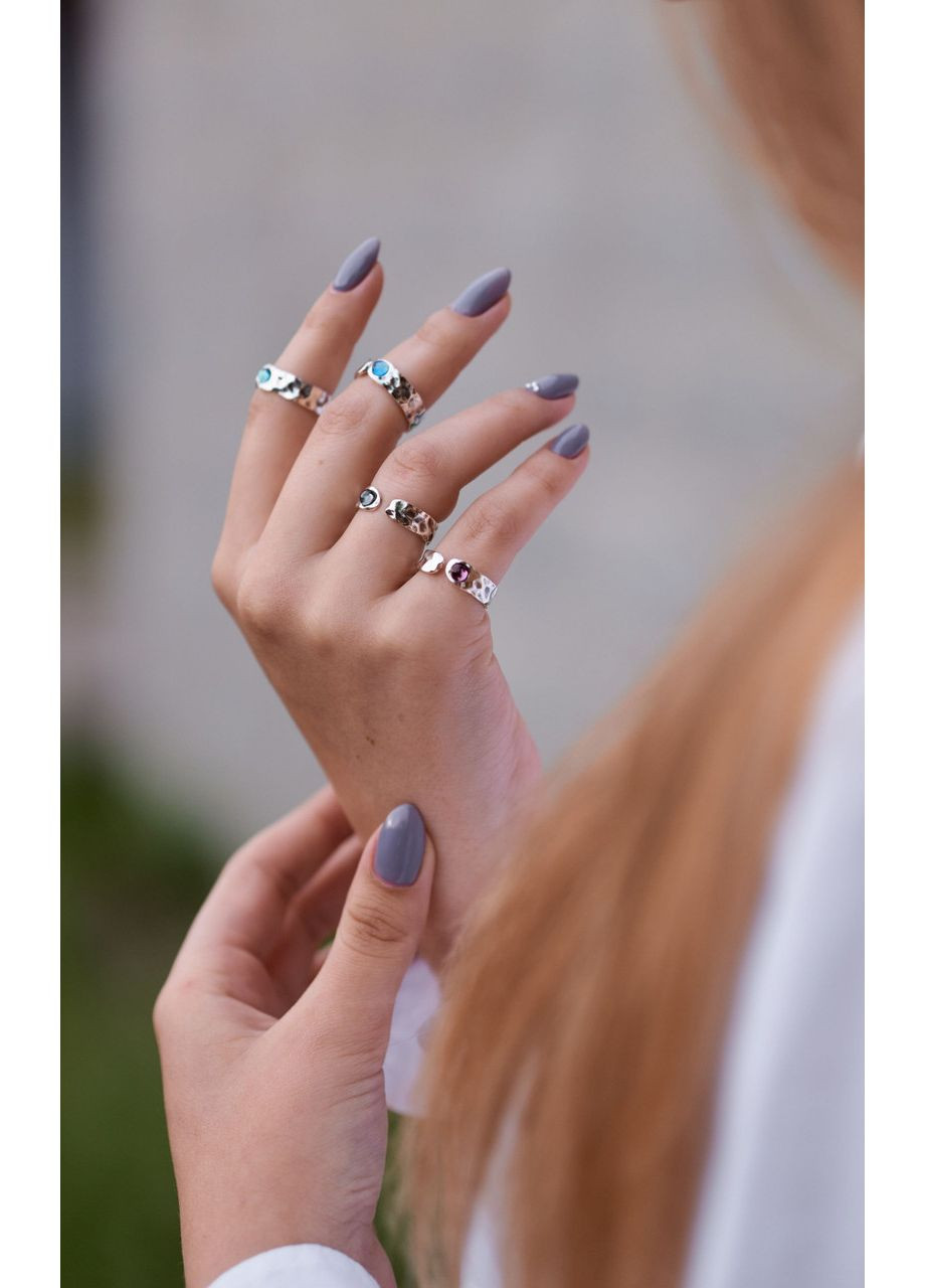 Кільце Цефеїда dark aquamarine 4 мм 925 16.5-17 Skifska Etnika (364203286)