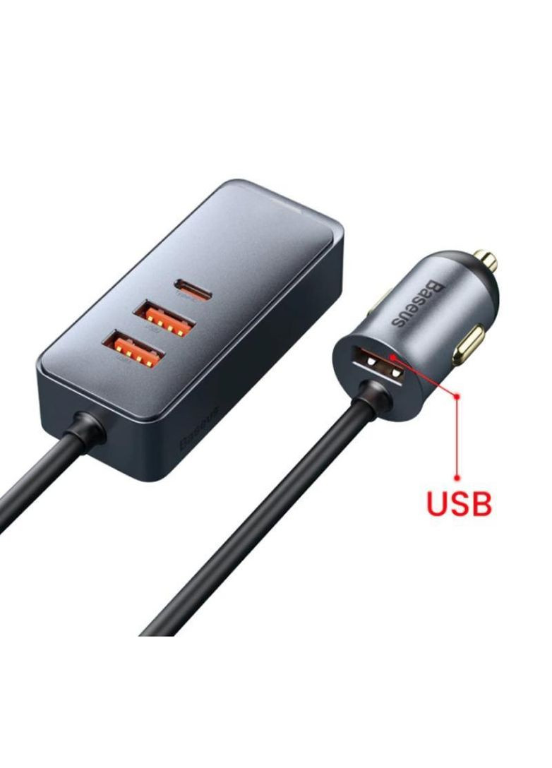 Автомобильный зарядный 152.5W BSCC-ZX-CCL 2C+U+cable black Baseus (322701308)