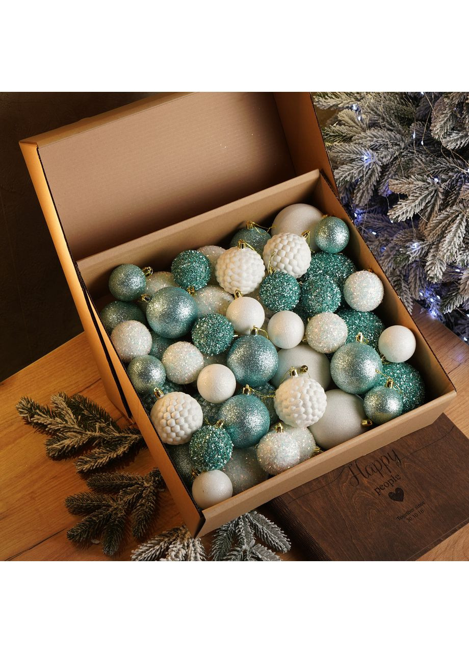 Набор елочных игрушек шаров SGX "Блеск" 40 шт.. Подарочный набор новогодних шаров Шарики на елку Yalynkar (366964392)