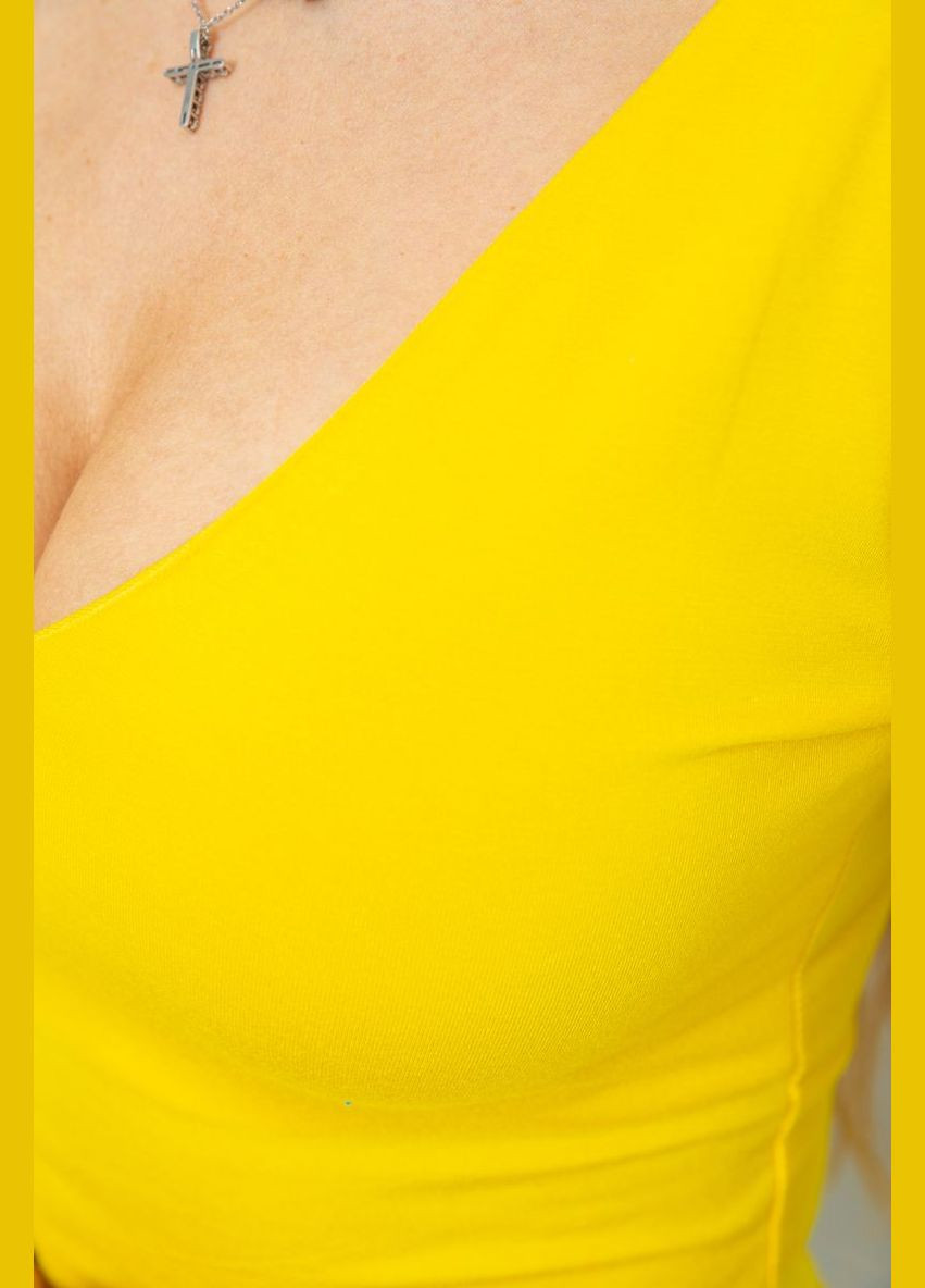 Желтая демисезон футболка женская с удлиненным рукавом, цвет джинс, Ager