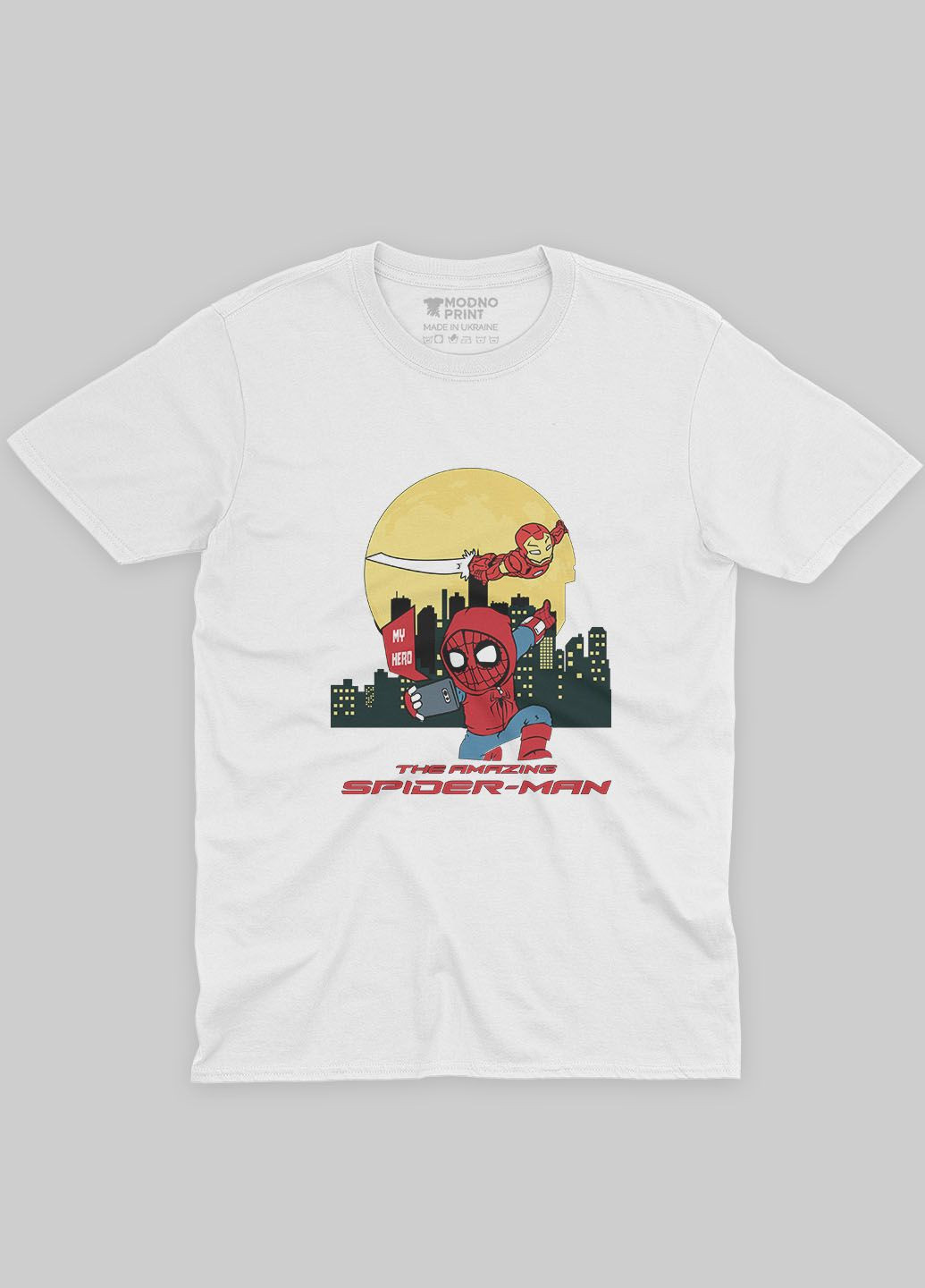 Белая демисезонная футболка для девочки с принтом супергероя - человек-паук (ts001-1-whi-006-014-058-g) Modno