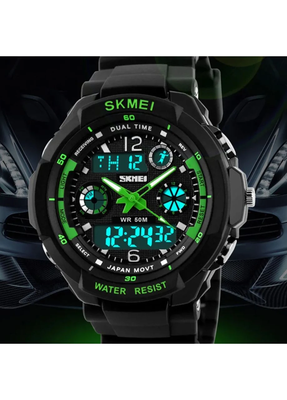 Чоловічий годинник S-Shock Green 0931 Наручний Тактичний Водостійкий Кварцовий Ударостійкий з підсвіткою Skmei (386524742)