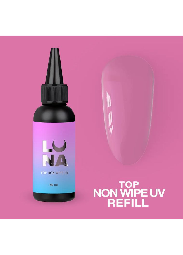 Топ для гель-лаку без липкого шару з УФ-фільтром Top Non Wipe UV 60ml Luna (372688529)