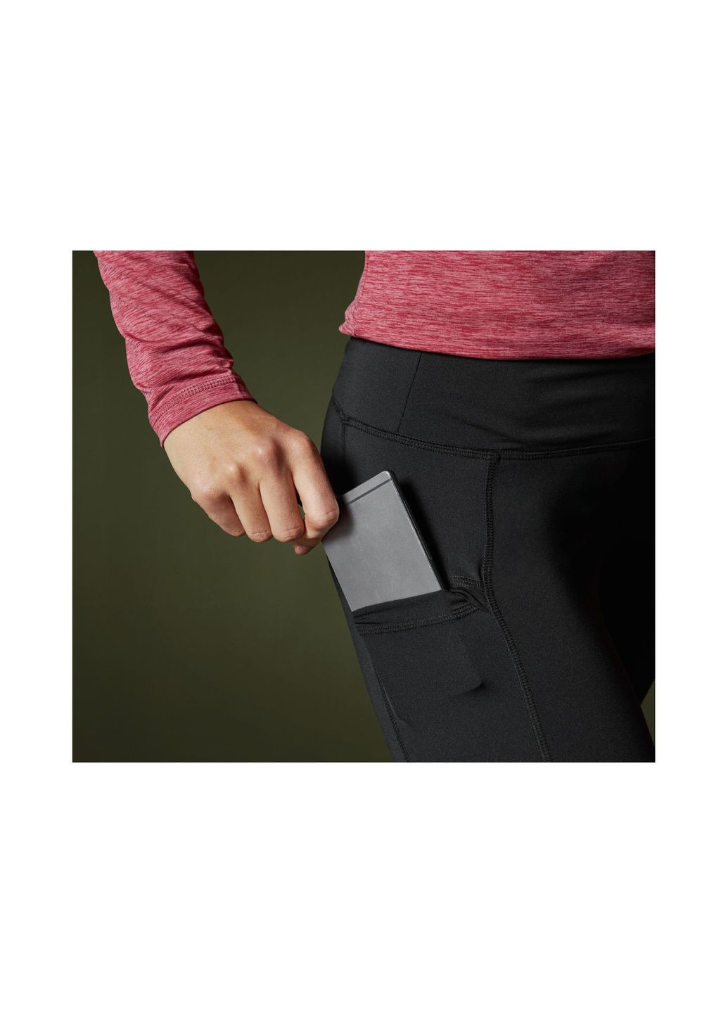 Спортивні легінси з кишенею для телефону для жінки LYCRA® 375849 чорний ROCKTRAIL (302434457)