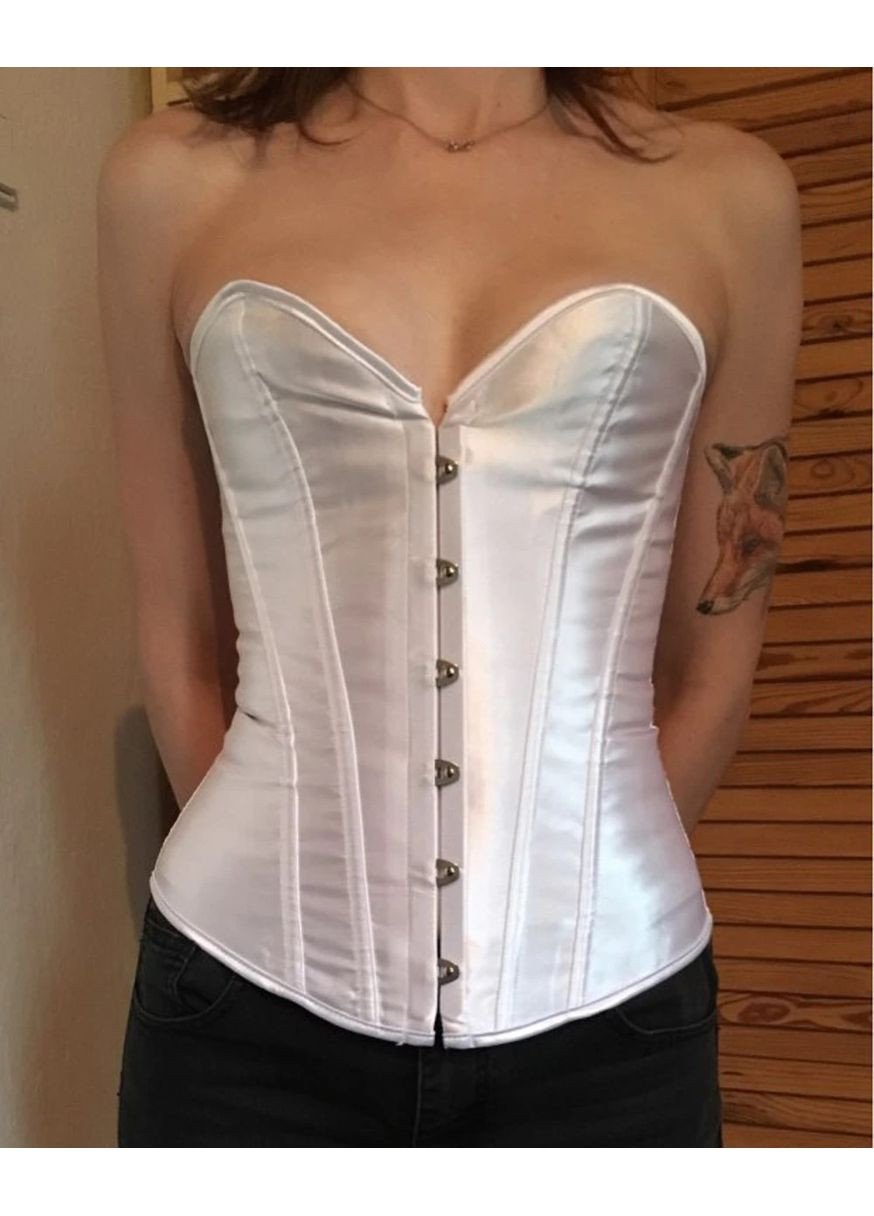 Корсет атласний білий на шнурівці жіночий No Brand (360897532)