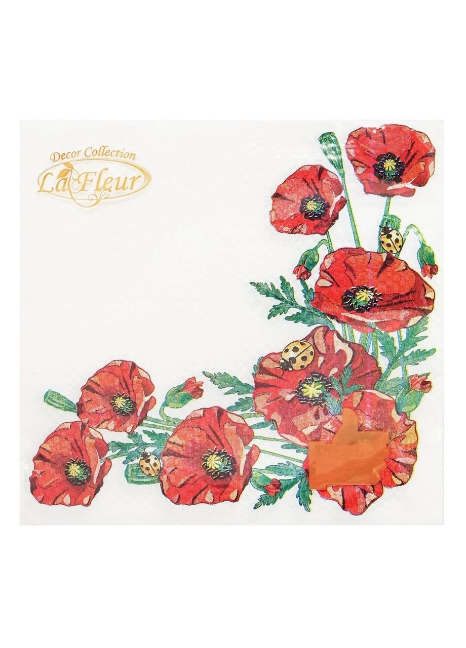 Серветки паперові сервірувальні La Fleur Макове поле 33×33 см 2 шари 16 шт святкові КТА (395981848)