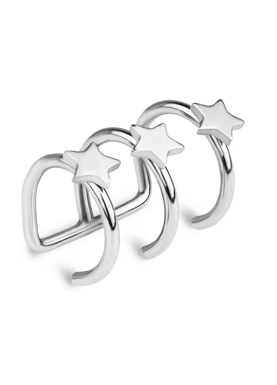 Стальная клипса (серьги обманка, кафф) на хеликс RSFX-12 со звездочками (имитация пирсинга) Spikes (333698268)