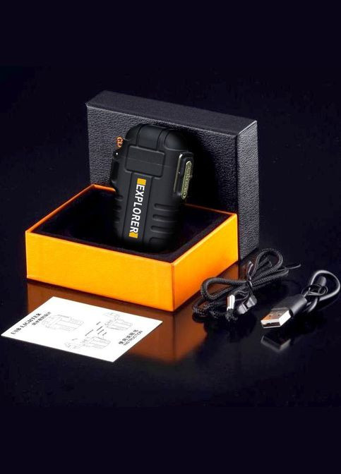 Електроімпульсна запальничка EXPLORER USB з подвійною дугою у подарунковій упаковці Black Dom (293275153)
