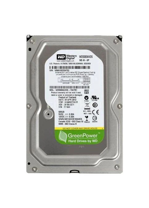 Жорсткий диск 3.5" 500Gb AV-GP, SATA2, 32 Мб, 5400 об/хв (WD5000AVDS) (Refurbished) Western Digital (375293809)