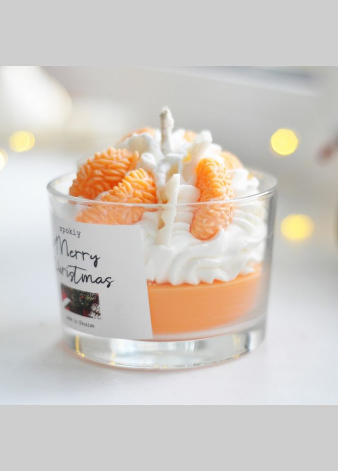 Десертна новорічна свічка із соєвого воску «Tangerine jam» SP2394, 150 г ручної роботи Spokiy (315135490)