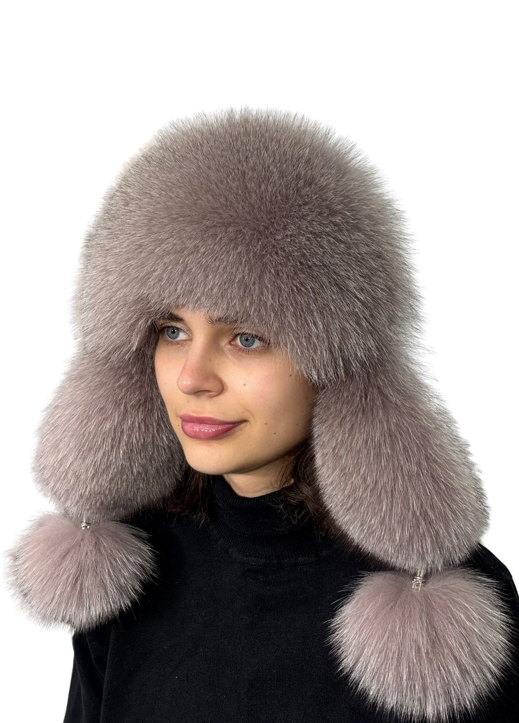 Женская меховая шапка ушанка из меха песца Меховой Стиль Ушанка (362572022)