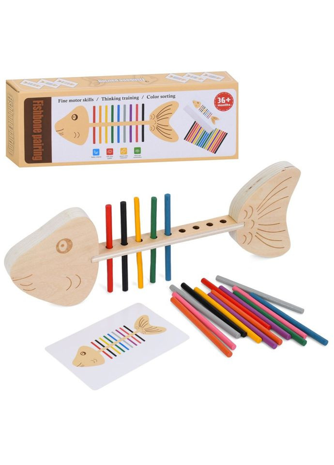 Дерев'яна іграшка сортер "Риба" MD 0746 кольорові палички Bambi (371194962)