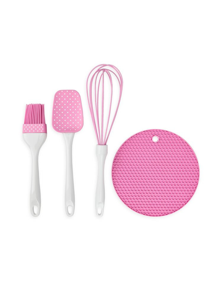 Кухонный набор силиконовый 4 предмета розовый цвет 072 No Brand (272149549)