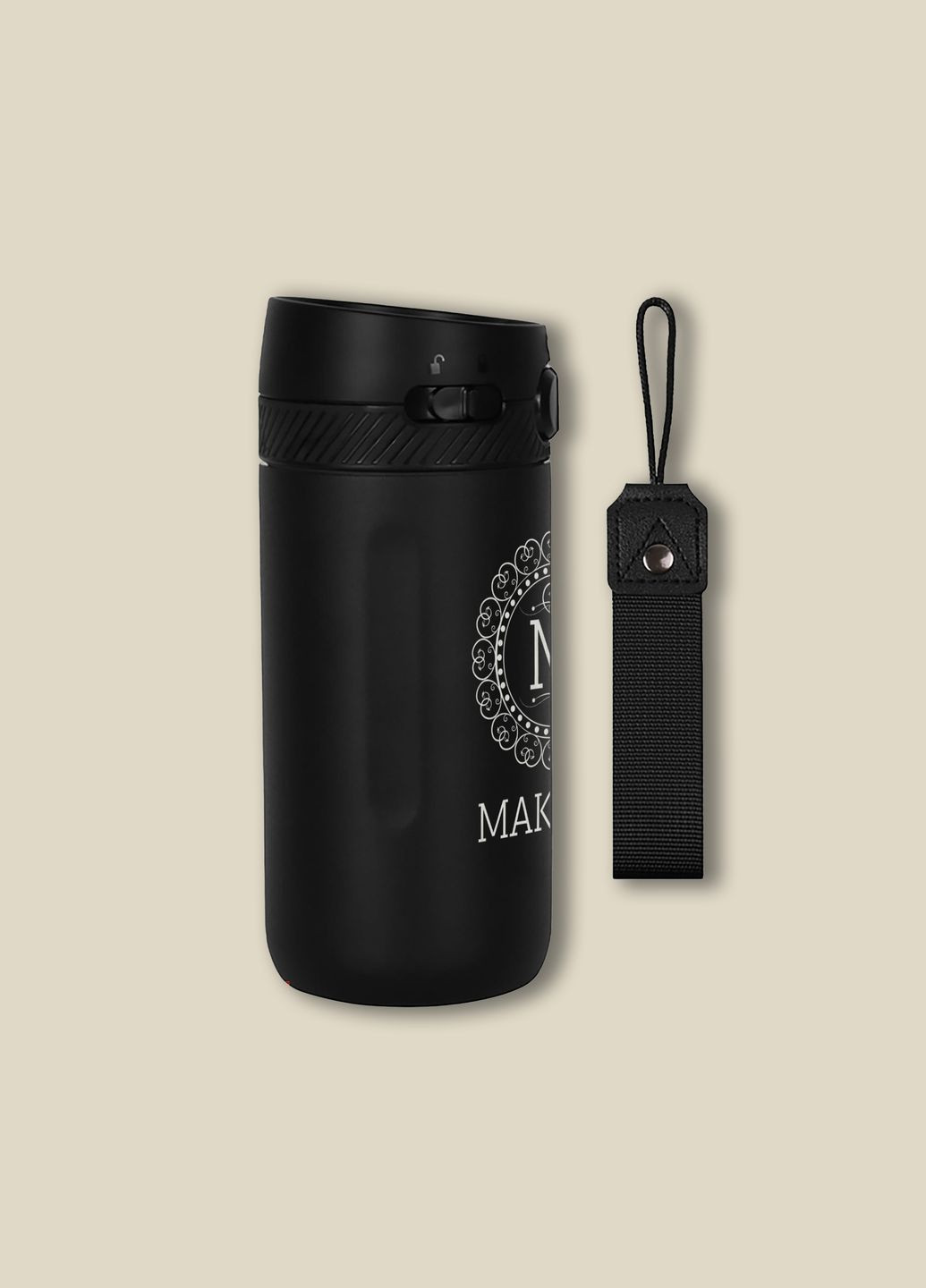 Термокружка Stay "Іменна", Чорний, Дерев'яна подарункова коробка з гравіюванням, 415 мл BeriDari (355372460)