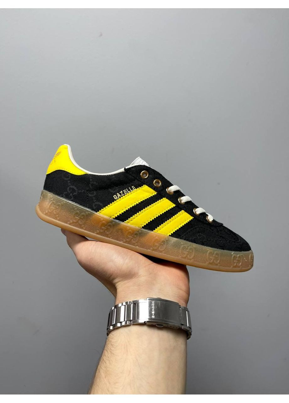 Черные демисезонные кроссовки мужские adidas gucci x gazelle black gg monogram адидас No Brand
