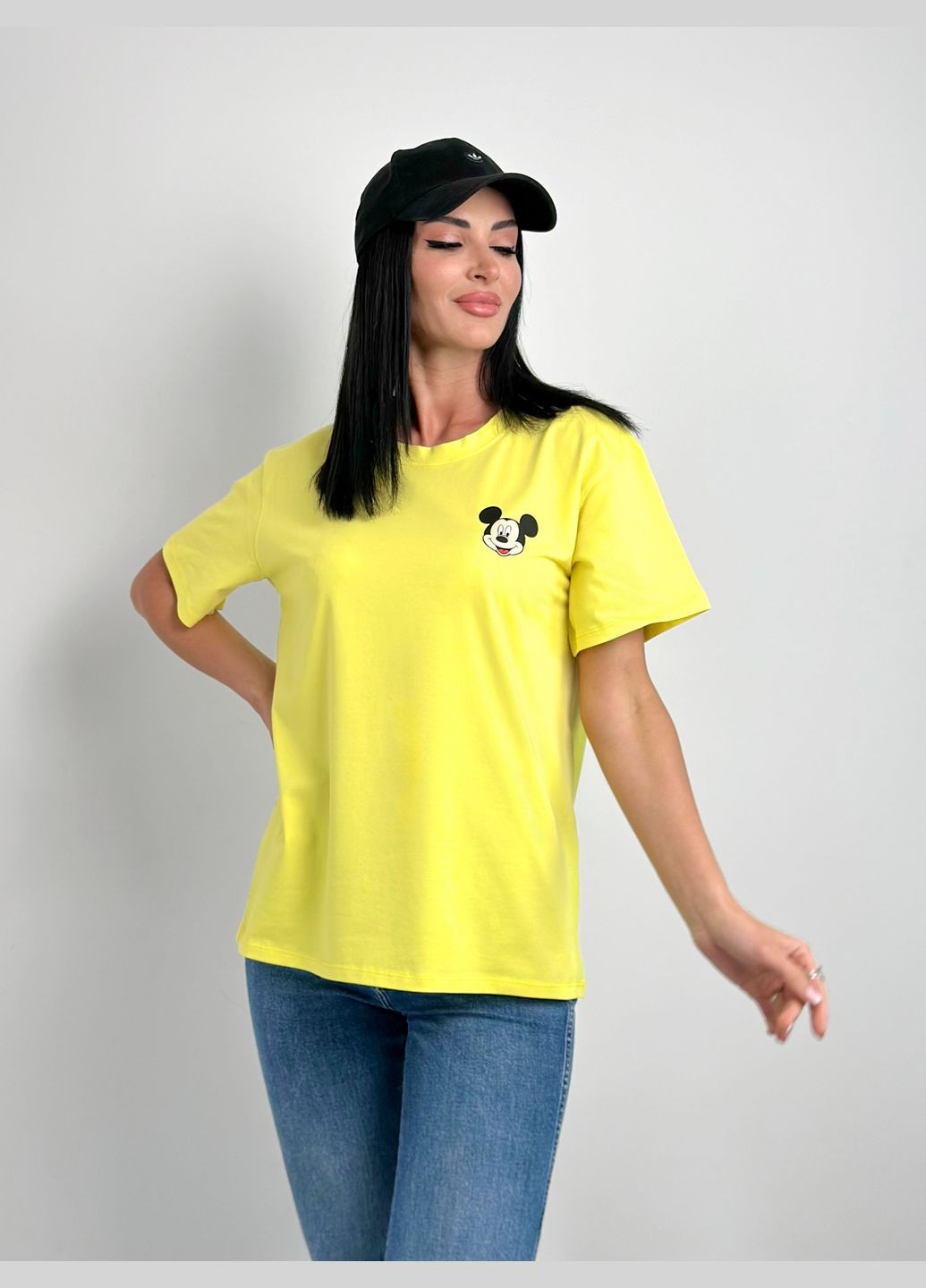 Желтая летняя женская футболка с принтом Fashion Girl Disney