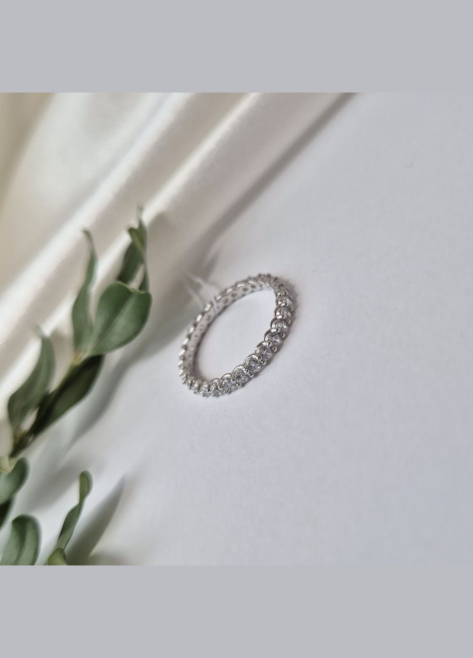 Серебряное кольцо Дорожка с белыми камнями размер серебро 925 пробы Родированное 722р 1.35г No Brand (340916725)