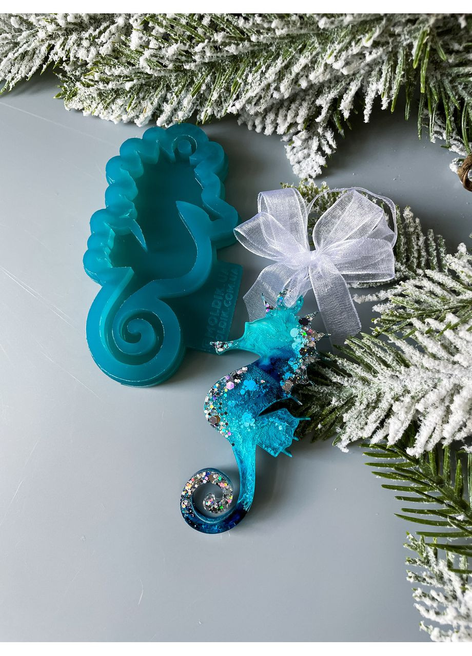 Молд морський кінь для новорічних іграшок на ялинку силіконова форма для епоксидної смоли No Brand (370567012)