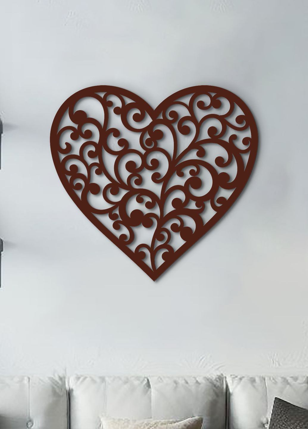 Декоративне панно з дерева, інтер'єрна картина на стіну "Любляче серце", оригінальний подарунок 70х75 см Woodyard (292112983)
