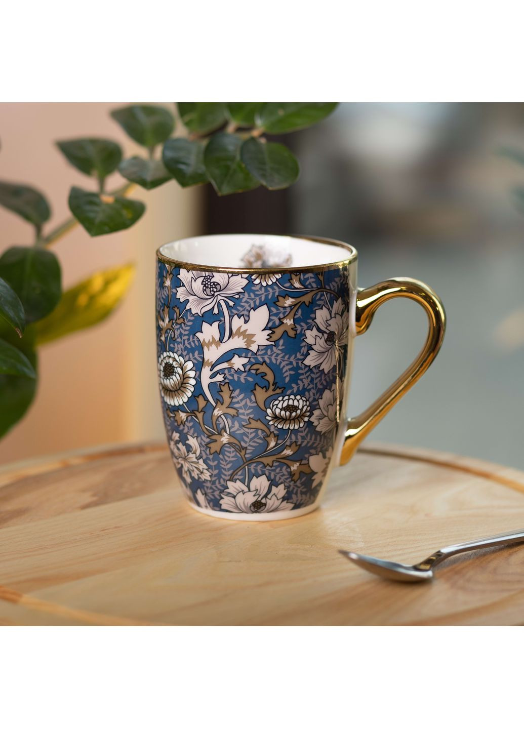 Чашка керамічна у вінтажному стилі 400 мл, синій з білим Liling Rongxiang Ceramic RX-N240665BLW No Brand (360977627)