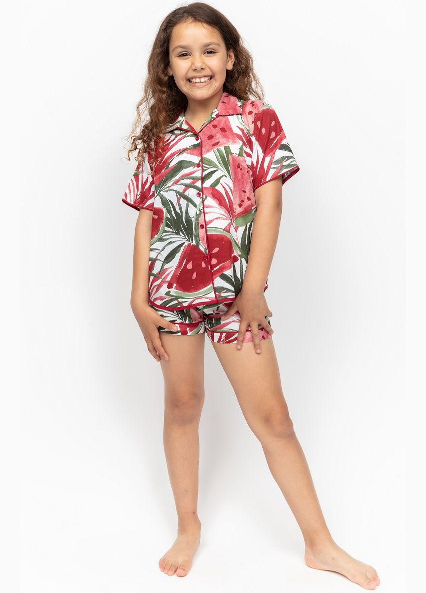 Красная всесезон пижама для девочки 7095 рубашка + шорты Cyberjammies Mel