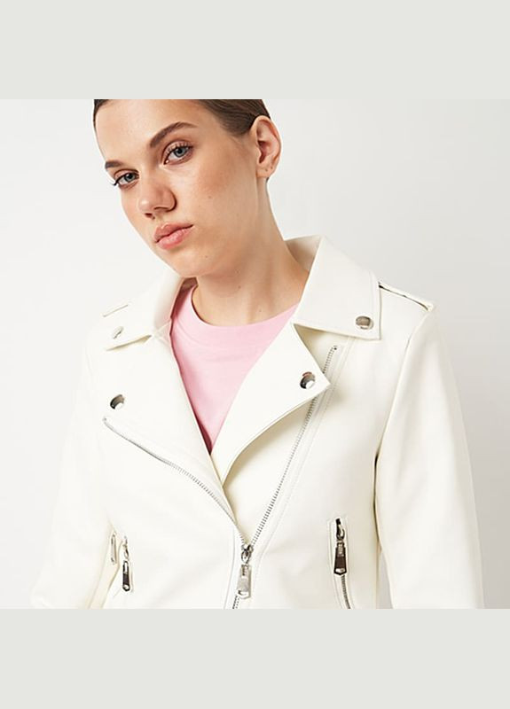 Біла демісезонна женская куртка из искусственной кожи a-sona k16631w - Ricco Grande