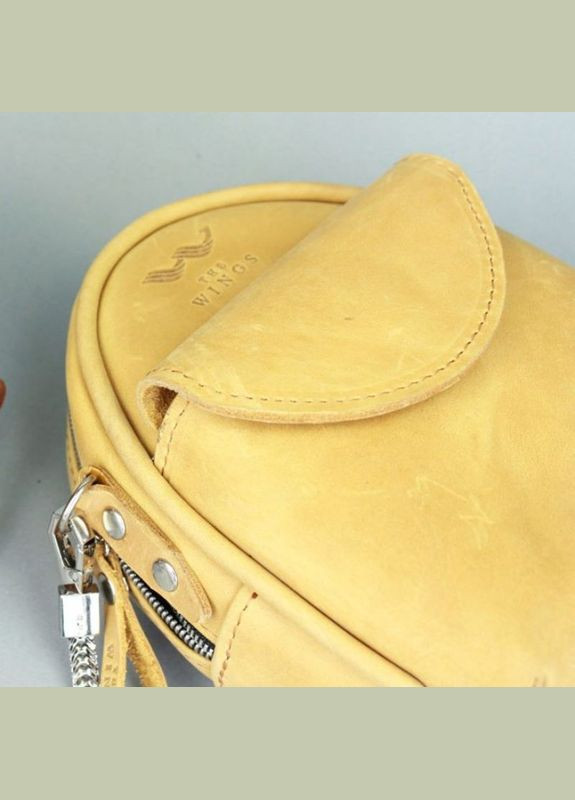 Кожаная женская мини сумка через плечо Kroha желтая The Wings (302007293)