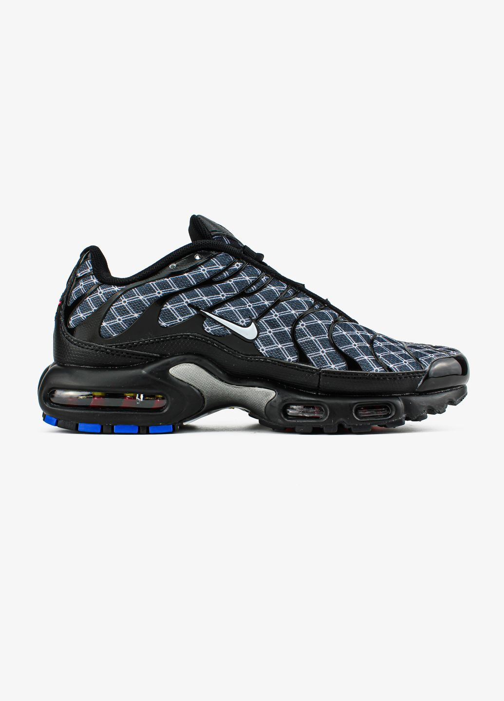 Чорні всесезон кросівки чоловічі nike air max tn plus black blue | найк аір макс тн плюс чорні сині No Brand