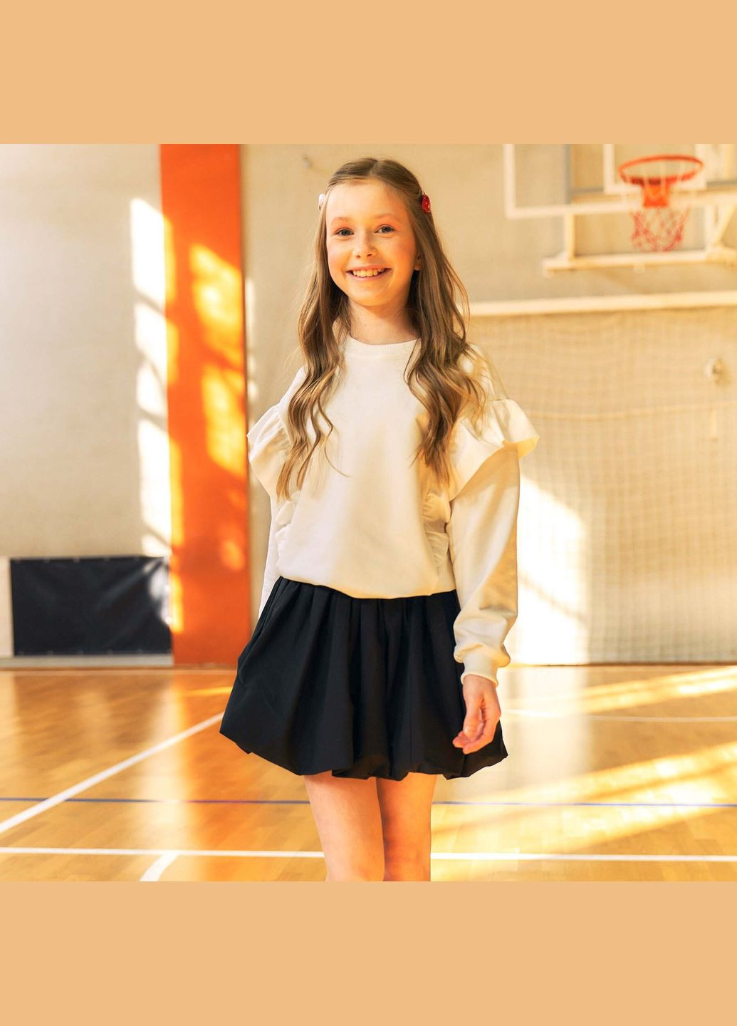 LAWA свитшот однотонный для девочки gtc02310 134 см молочный shop (2000991035799) однотонный молочный