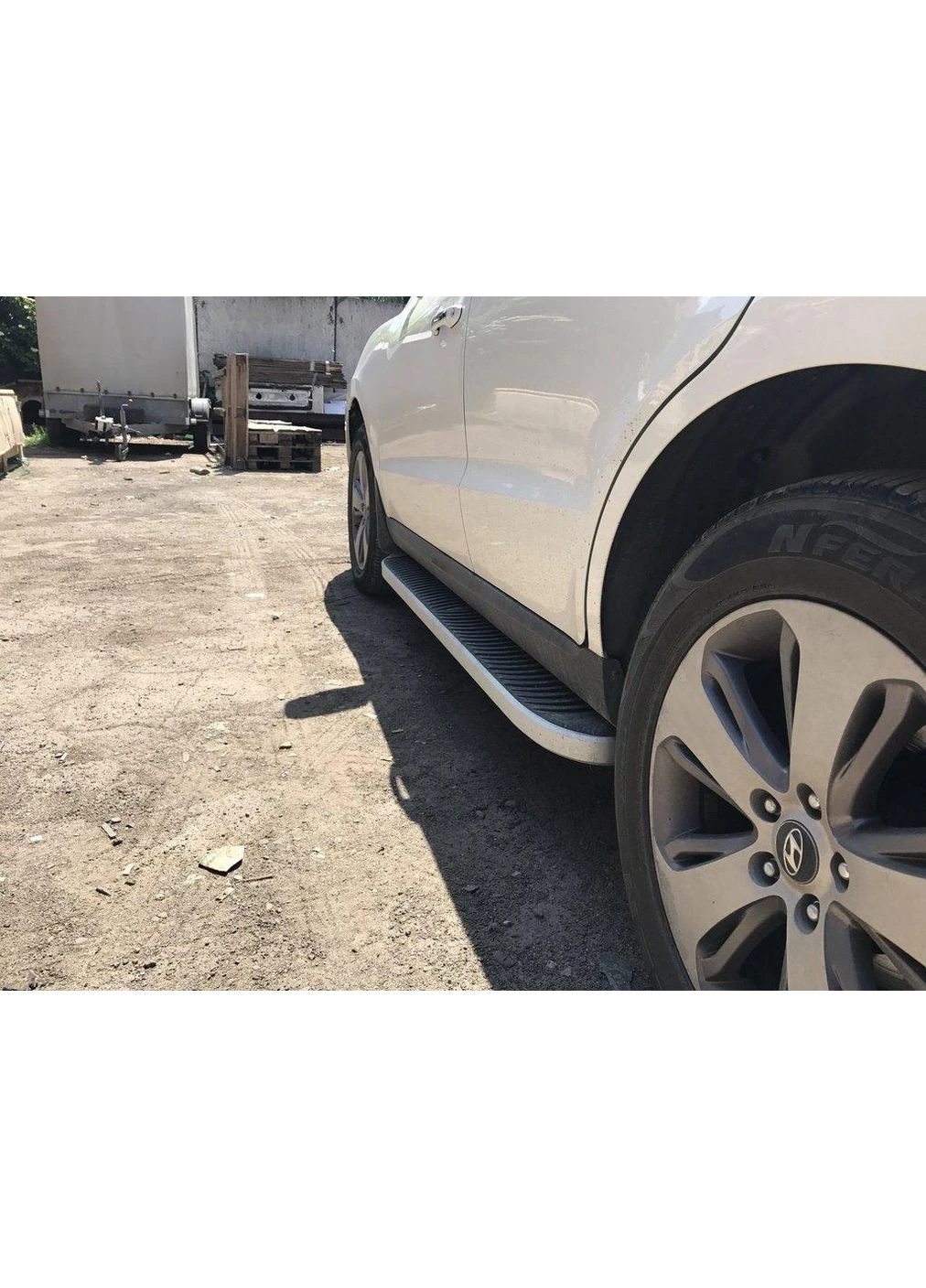 Боковые Подножки Tayga Grey (2 шт., Алюминий) для Hyundai 2 2006-2012 гг Erkul Santa Fe (388948004)