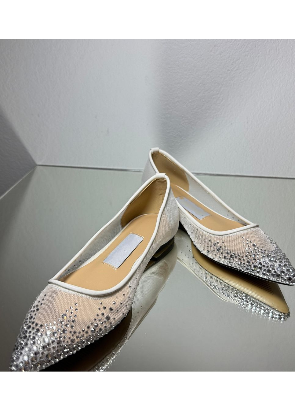 Женские женские балетки свадебные с камешками - б-0021. | белые однотонные брошь текстиль (356117108)