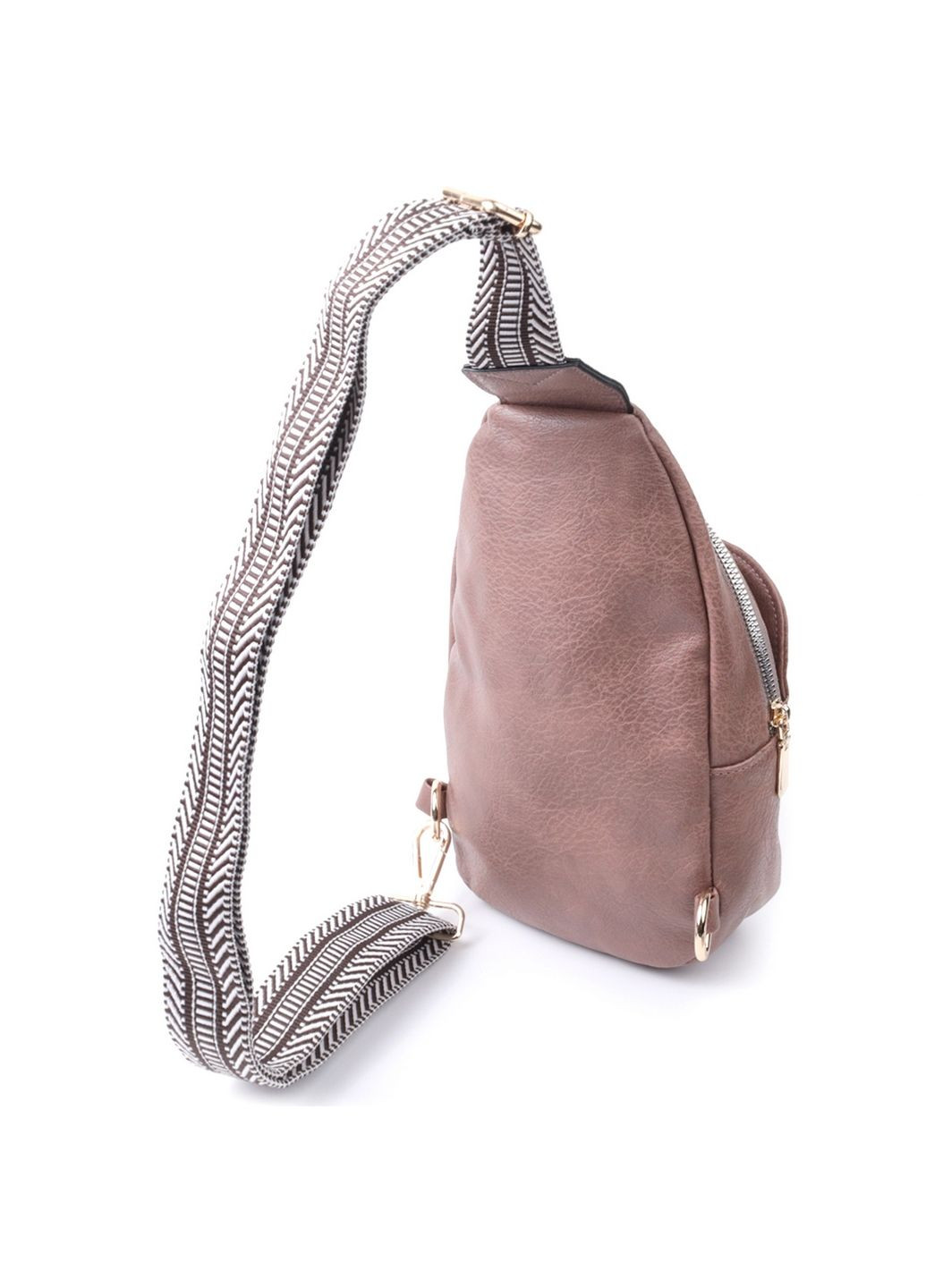 Компактна жіноча сумка через плече з екошкіри з акцентом на текстильну лямку 15х25х5 см Vintage (315874952)