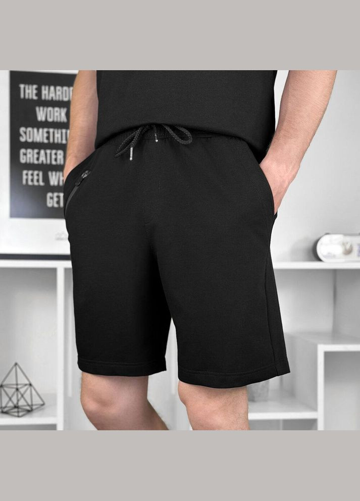 Чоловічі літні шорти двунитка чорні No Brand (346085215)