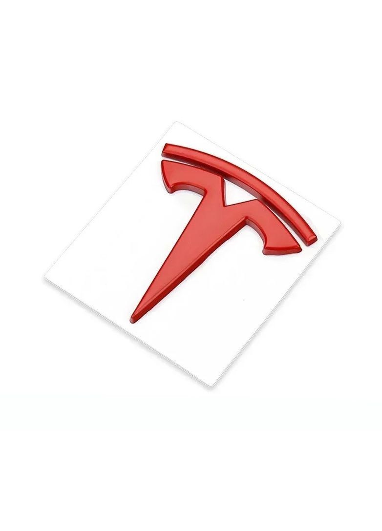 Эмблема 3, Y красная 60х55мм металл: алюминиевый сплав (на скотче) Tesla (369611418)