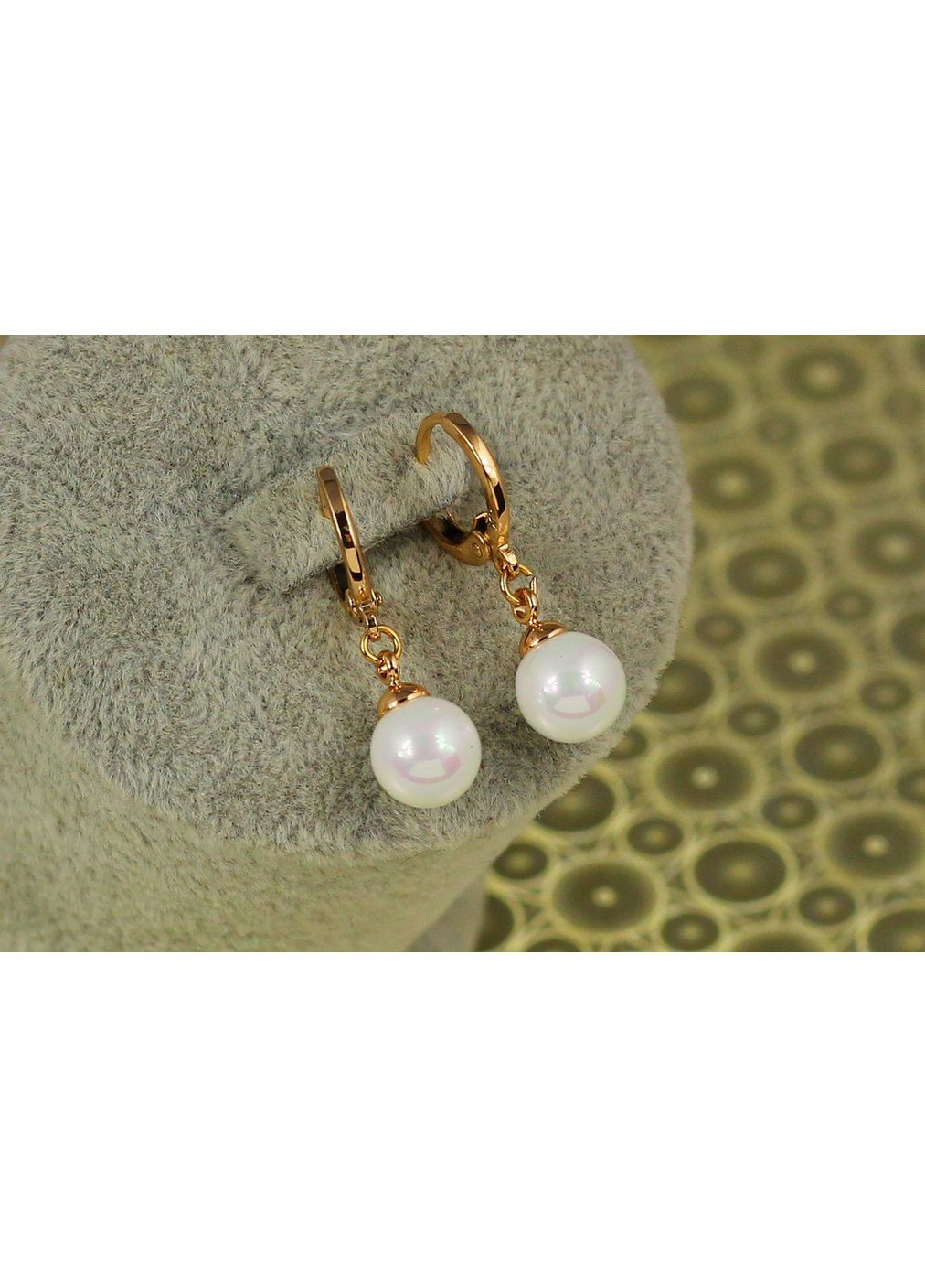 Сережки підвіски кульки з перлами 8 мм 2,7 см золотисті love-shopping Xuping Jewelry (354657781)