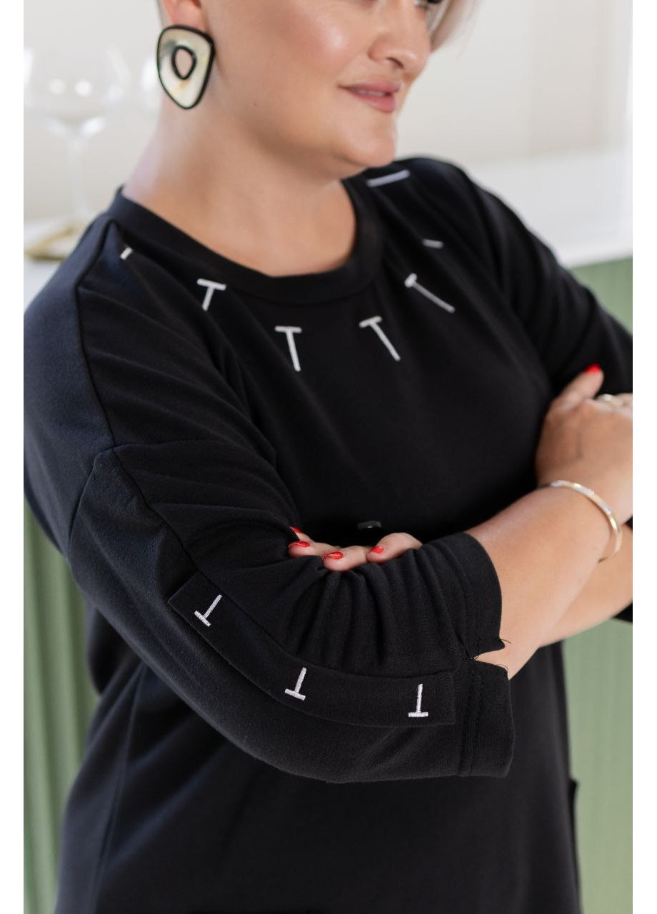 Черное праздничный, повседневный, деловое, кэжуал женское платье больших размеров Style Point однотонное