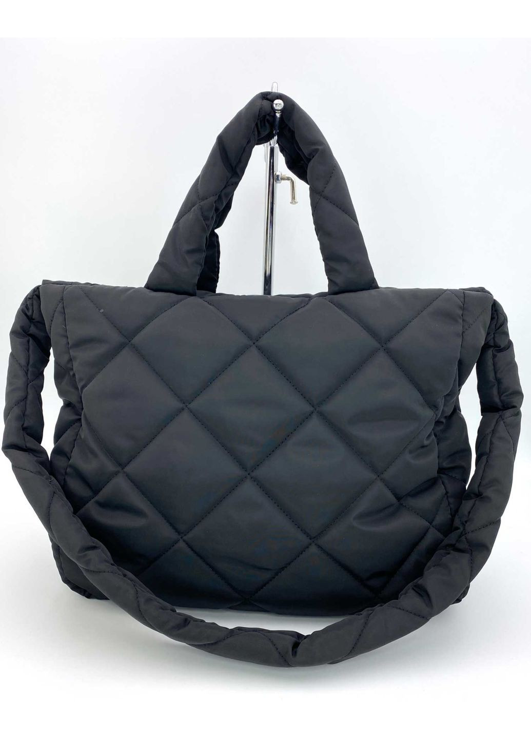 Сумка жіноча Деббі чорна нейлонова молодіжна стьобана сумка з блискавкою та кишенями ProDobro (367264275)